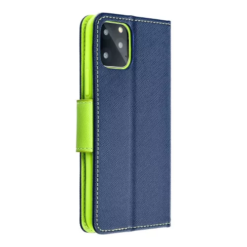 Xiaomi Redmi Note 12 5G, Mágneses Kinyitható tok belső zsebbel és állványfunkióval - sötétkék / zöld - FANCY