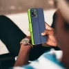 Xiaomi Redmi Note 12 5G, Mágneses Kinyitható tok belső zsebbel és állványfunkióval - sötétkék / zöld - FANCY