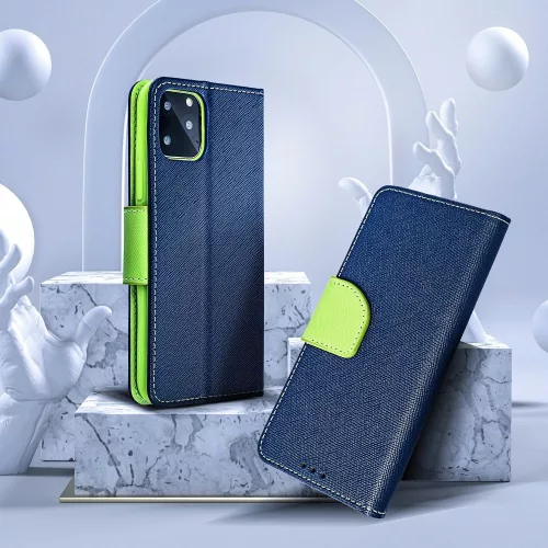 Xiaomi Redmi Note 12 5G, Mágneses Kinyitható tok belső zsebbel és állványfunkióval - sötétkék / zöld - FANCY