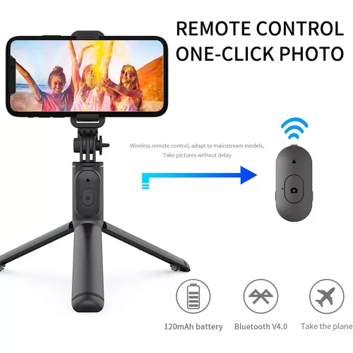 Techsuit (Q01) selfie bot és tripod - Fekete