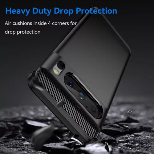 Szilikon karbon mintás Google Pixel 8 Pro tok - Fekete