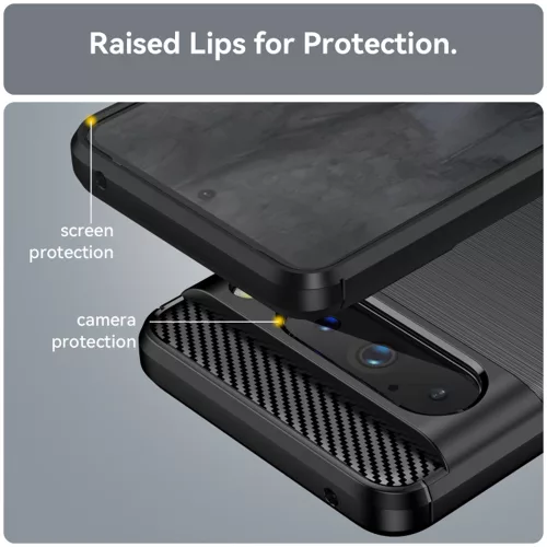 Szilikon karbon mintás Google Pixel 8 Pro tok - Fekete