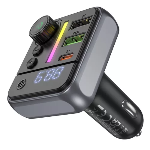 Borofone BC50 Ascenso FM Transmitter – MP3, Bluetooth, 2xUSB + Type-C, QC 3.0 PD 38W (Fekete)