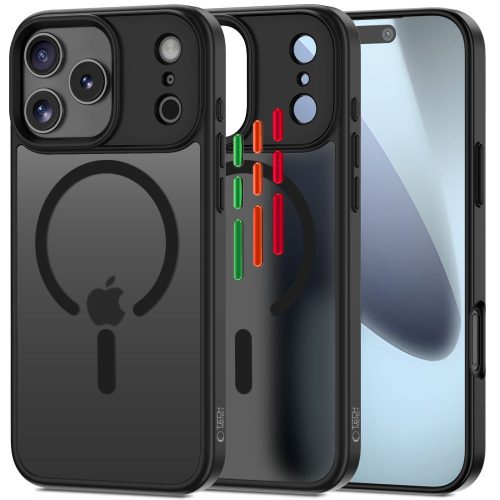 iPhone 17 Pro, Tech-Protect MagMat XT MagSafe tok 4 cserélhető gombszettel - Matt fekete