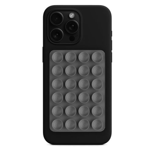 Techsuit - Tapadókorongos Telefonállvány (SR-PAD) - szilikon, öntapadós rögzítés, téglalap alakú - Sötétszürke