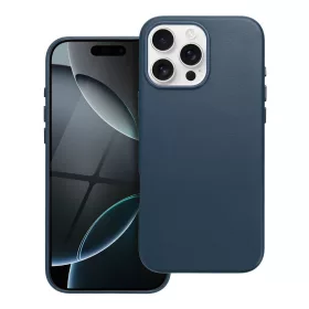   LEATHER MAG COVER Ökobőr tok iPhone 16 Pro Max - Sötétkék