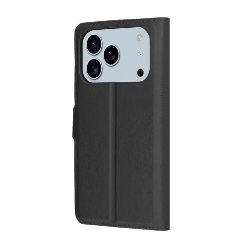 Techsuit - Leather Folio - Eco Bőr kinyitható tok kártyatartóval - iPhone 17 Pro Max - Fekete