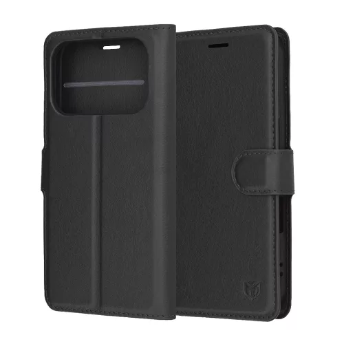 Techsuit - Leather Folio - Eco Bőr kinyitható tok kártyatartóval - iPhone 17 Pro Max - Fekete