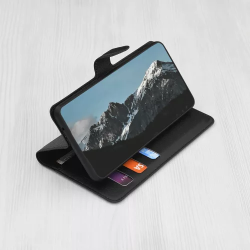 Techsuit - Leather Folio - Eco Bőr kinyitható tok kártyatartóval - iPhone 17 Pro Max - Fekete