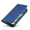 Samsung Galaxy A13 5G - Kinyitható tok, Ökobőrből, kártyatartóval, állványfunkcióval, mágneses záródással - Kék - Magnet Card Case