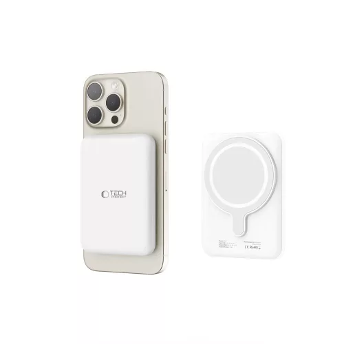 Tech-Protect LifeMag PB10 MagSafe Powerbank 5000mAh 15W USB-C port + USB-C kábel - Fehér