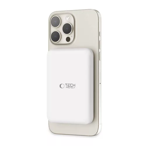 Tech-Protect LifeMag PB10 MagSafe Powerbank 5000mAh 15W USB-C port + USB-C kábel - Fehér
