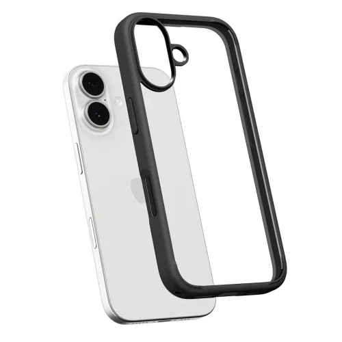 iPhone 17, Átlátszó ütésállő tok, matt fekete kerettel - Spigen - Ultra Hybrid