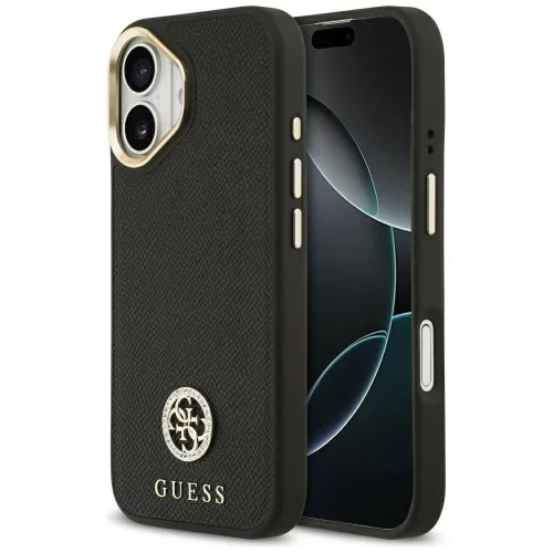 iPhone 17, Guess - Grained Strass Logo MagSafe tok - Fekete