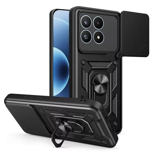Modern Ütésálló Telefontok Állvánnyal és Kamera Védelemmel Xiaomi 17 - Fekete