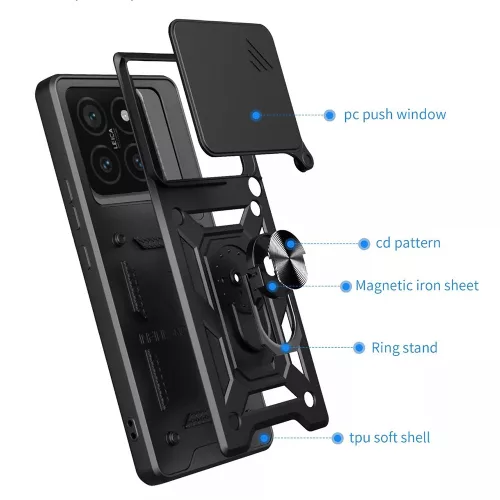 Modern Ütésálló Telefontok Állvánnyal és Kamera Védelemmel Xiaomi 17 - Fekete