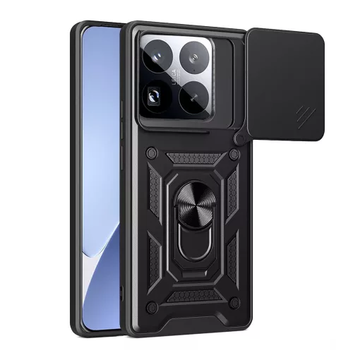 Modern Ütésálló Telefontok Állvánnyal és Kamera Védelemmel Xiaomi 15 Pro - Fekete