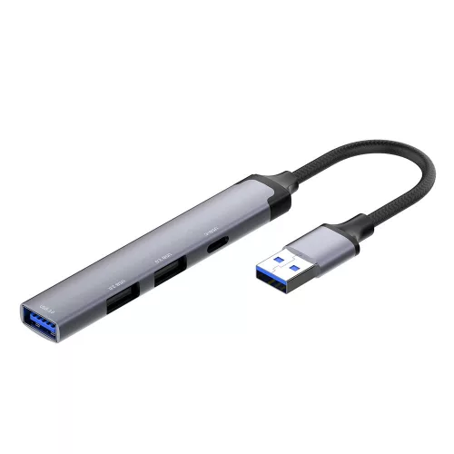 ColorWay - Dokkoló állomás - 3x USB, Type-C, 5 Gbps, 0,12 m-es kábel - Ezüst