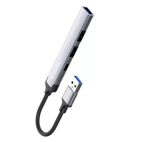 ColorWay - Dokkoló állomás - 3x USB, Type-C, 5 Gbps, 0,12 m-es kábel - Ezüst