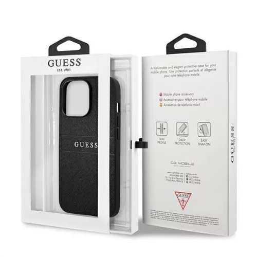 Guess fekete saffiano műbőr tok (iPhone 13 Pro Max)