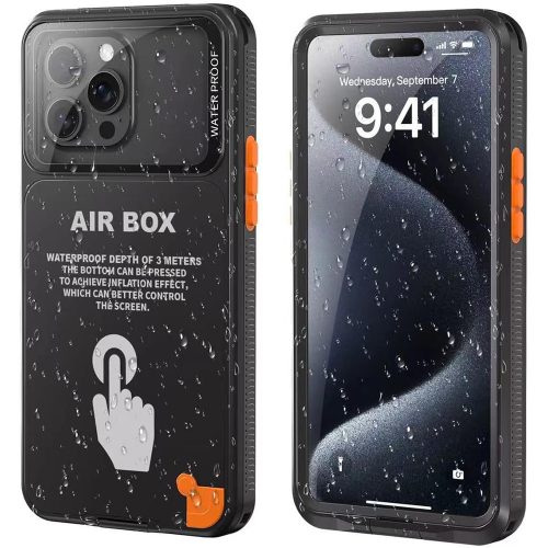ShellBox – AirBox Vízálló IP68 tok (6.1 hüvelyk) – iPhone 12 / 12 Pro / 13 / 13 Pro / 14 / 14 Pro / 15 / 15 Pro / 16 – Fekete