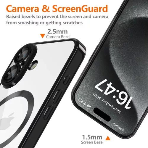 Tech-Protect MagFlex Átlátszó/Fekete MagSafe tok - iPhone 16e