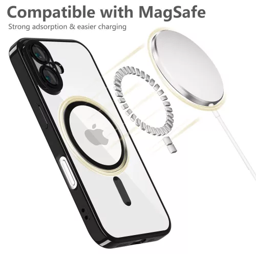 Tech-Protect MagFlex Átlátszó/Fekete MagSafe tok - iPhone 16e