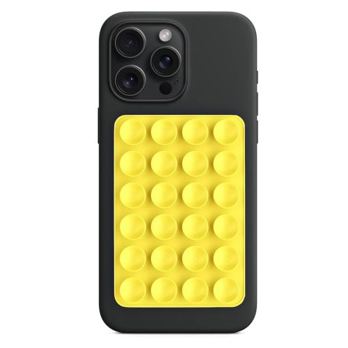 Techsuit - Tapadókorongos Telefonállvány (SR-PAD) - szilikon, öntapadós rögzítés, téglalap alakú - Sárga