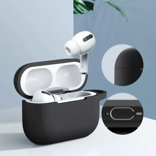 ESR Bounce fekete szilikon tok karabinerrel Airpods Pro 1/2
