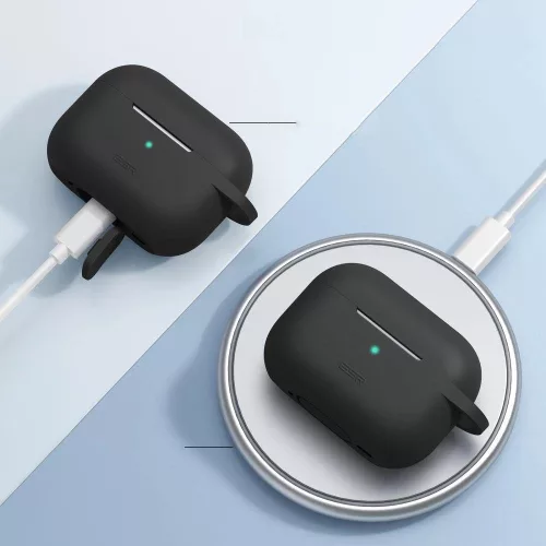 ESR Bounce fekete szilikon tok karabinerrel Airpods Pro 1/2