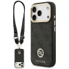 iPhone 17 Pro, Guess - Hardcase 4G Strass Logo MagSafe tok, pánttal - Fekete