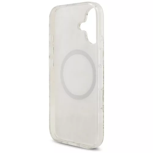 iPhone 17, Guess - IML Flowers with Pearl Strap MagSafe, Virág mintás MagSafe tok karpánttal