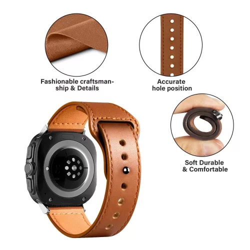 Tech-Protect Leatherfit Szíj Samsung Galaxy Watch Ultra (47mm) - Barna
