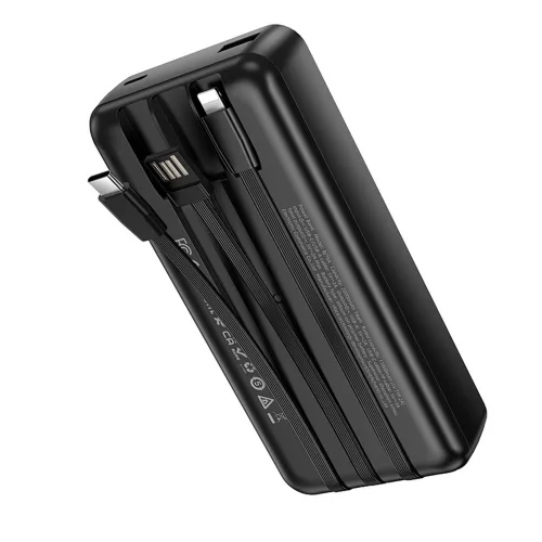 Borofone – Power Bank (BJ79A) – USB-C, USB és Lightning kábelekkel, USB és Type-C csatlakozókkal, LED kijelzővel, 20000 mAh – fekete