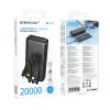 Borofone – Power Bank (BJ79A) – USB-C, USB és Lightning kábelekkel, USB és Type-C csatlakozókkal, LED kijelzővel, 20000 mAh – fekete