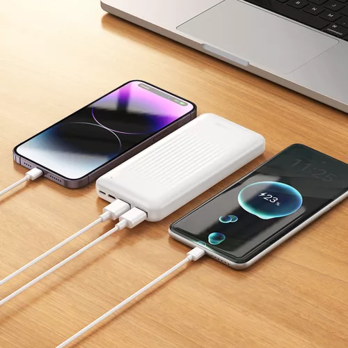 Borofone – Power Bank (BJ79) – beépített 3 db kábellel (USB, USB-C, Lightning), LED kijelzővel, 2A, 10000 mAh – fekete