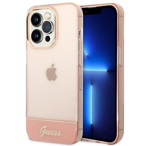 Guess átlátszó rózsaszín tok (iPhone 14 Pro Max)