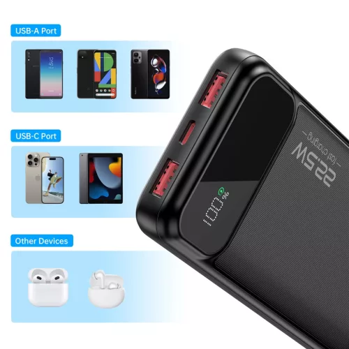 Choetech Powerbank B728 10000mAh 22.5W PD USB-A / USB-C - fekete