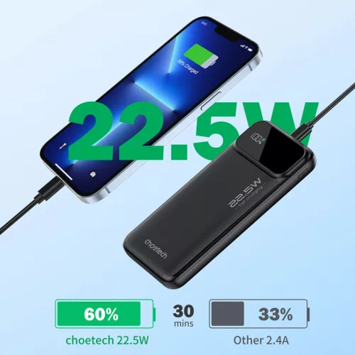 Choetech Powerbank B728 10000mAh 22.5W PD USB-A / USB-C - fekete