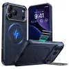 iPhone 17 Pro Max, Ütésálló MagSafe-es tok, kitámasztóval, háromrétegű védelemmel - Kék - ESR - Cyber Armor Kickstand