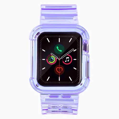 Szilikon Szíj és Tok Apple Watch-hoz - 44 mm - Lila