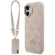 iPhone 17, Guess - Hardcase 4G Strass Logo MagSafe tok, pánttal - Rózsaszín