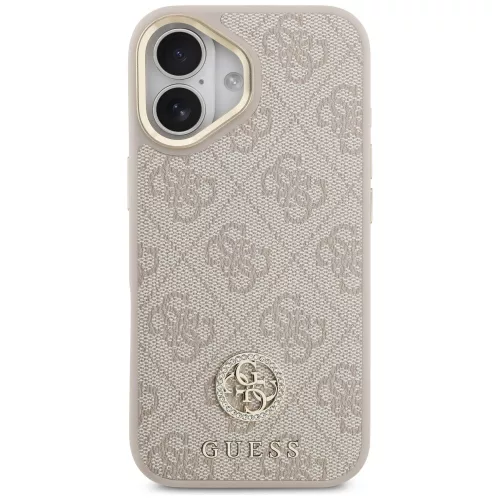 iPhone 17, Guess - Hardcase 4G Strass Logo MagSafe tok, pánttal - Rózsaszín