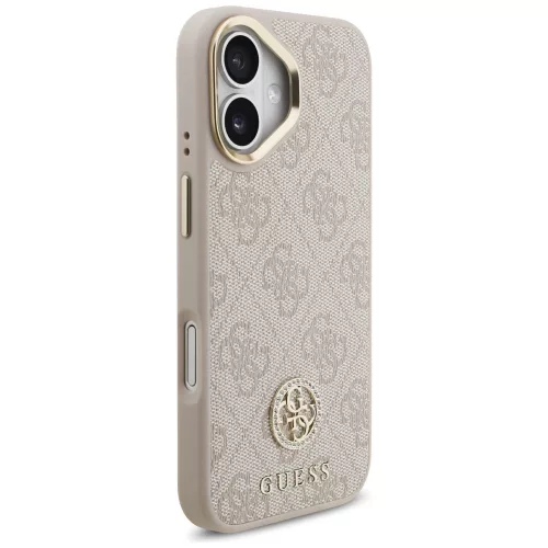 iPhone 17, Guess - Hardcase 4G Strass Logo MagSafe tok, pánttal - Rózsaszín