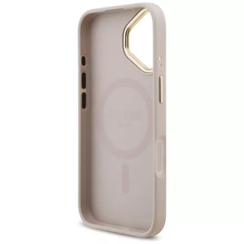 iPhone 17, Guess - Hardcase 4G Strass Logo MagSafe tok, pánttal - Rózsaszín