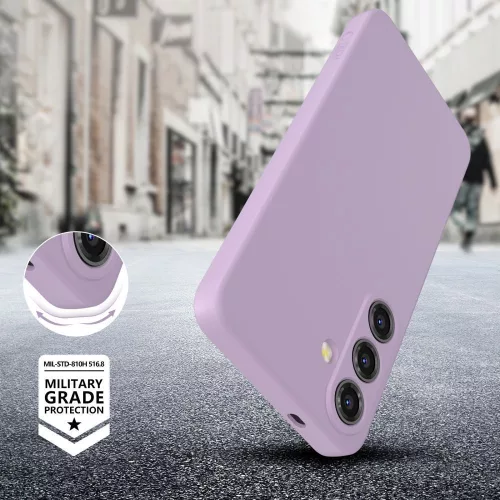  Samsung Galaxy S25 FE,  Szilikon tok mikrószálas belsővel, megemelt szélekkel - Lila - Tech-Protect Icon