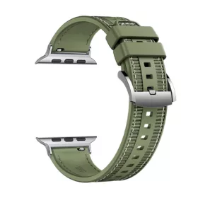   Techsuit szilikon és szövet szíj - Zöld - Apple Watch 42/44/45/49 mm