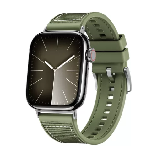 Techsuit szilikon és szövet szíj - Zöld - Apple Watch 42/44/45/49 mm