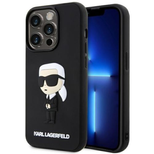 Karl Lagerfeld 3D logo szilikon fekete tok (iPhone 14 Pro)