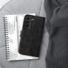 Hasított Eco Bőr kinyitható fekete tok (SAMSUNG A53 5G)